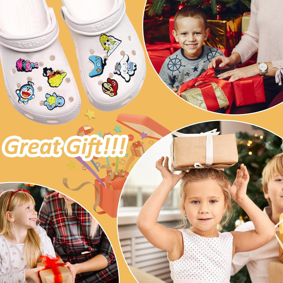 MAYCREATE 12Pcs Clog Shoe Charms Cute Cartoon Character Series Shoe Charms Assorted Rubber Shoe Charms Flat Rubber Shoe Charms Reuseable Casual Clogs DIY Decoration Charms Kids Clogs Charms