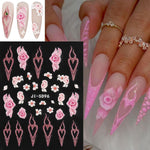 MAYCREATE 5D Embossed White Flowers Nail Stickers for Manicure with Self Adhesive Design | 5Pcs Acrylic Floral Decals