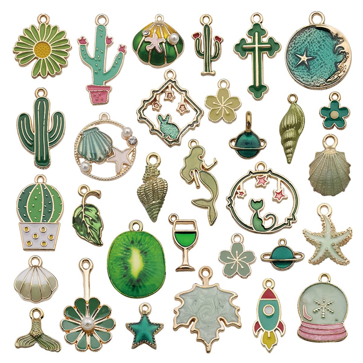 MAYCREATE Jewelry Making Pendant Kit for DIY Crafts featuring 31 Pcs Zinc Alloy Charms | Gold Plated