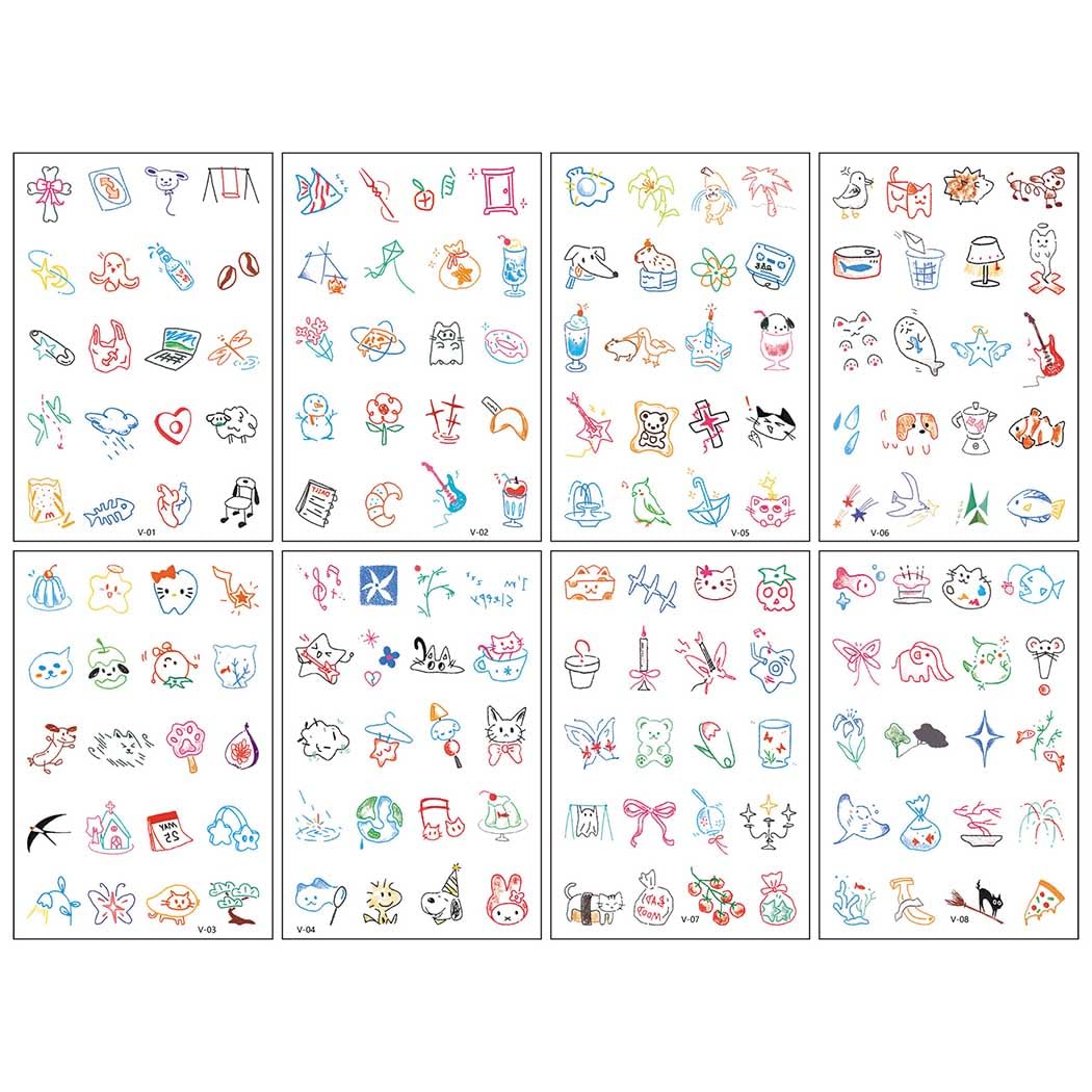 MAYCREATE Temporary Tattoo Stickers for Women and Girls with 8 Sheets Cute Kawaii Designs | Easy to Apply and Remove