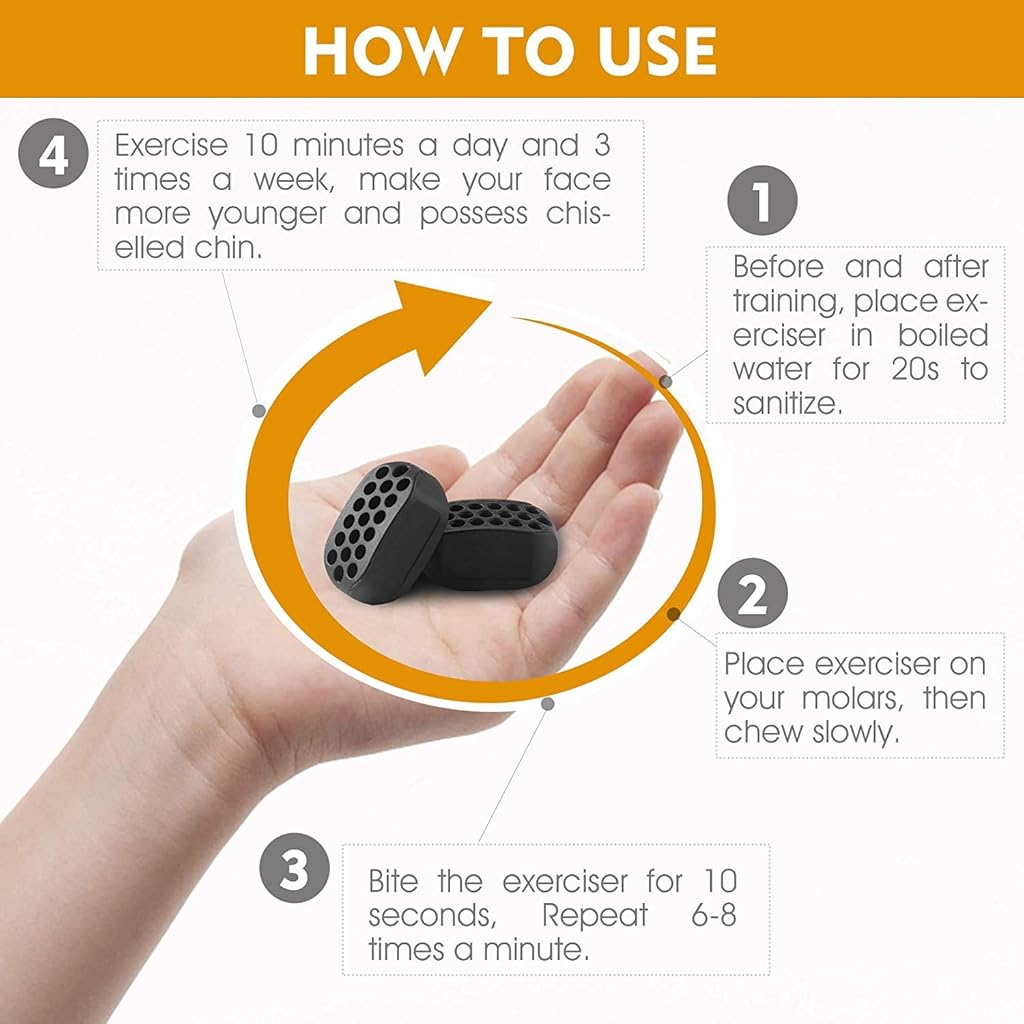 MAYCREATE® 4PCS Small Jawline Exerciser tool for Men& Women, Jaw Trainer Jawline shaper jaw Workout, Double Chin Reducer, Face Slimmer and Neck Toning, Define Your Jawline (Black)-4th Gen