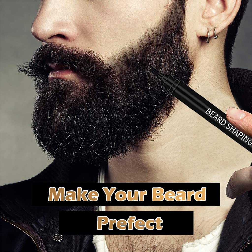 MAYCREATE® Beard Pencil Filler for Men Dual Tip 2 in 1 Beard Pencil with Beard Filler Powder for Beard Styling, Sweat Proof Beard Pencil Filler Mustache Kit for Men Beard, Mustache, Eyebrows (black)