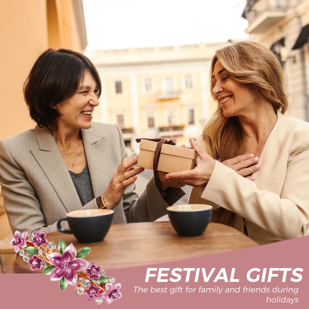 MAYCREATE Barrette Hair Clips for Women featuring Metal Alloy and Rhinestone Flowers | Elegant Daily Accessory