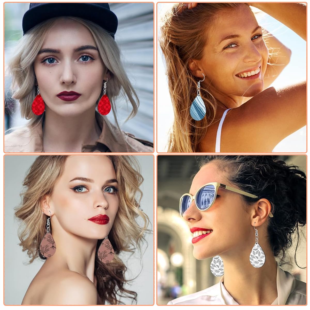 MAYCREATE 50Pcs Sublimation Earring Blanks Bulk, DIY Raindrop Dangle Earrings Making Kit with Earring Hooks, Jump Rings, Ear Plugs, Earring Cards Holder Kit for DIY Crafts