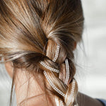 MAYCREATE Rhinestone Hair Clip Chains for Women featuring 20 in Tassel Silver Braids | 5Pcs