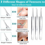 MAYCREATE Blackhead Remover Tool Kit 15pcs for Pore Cleaning with Dual Head Design and Stainless Steel Box