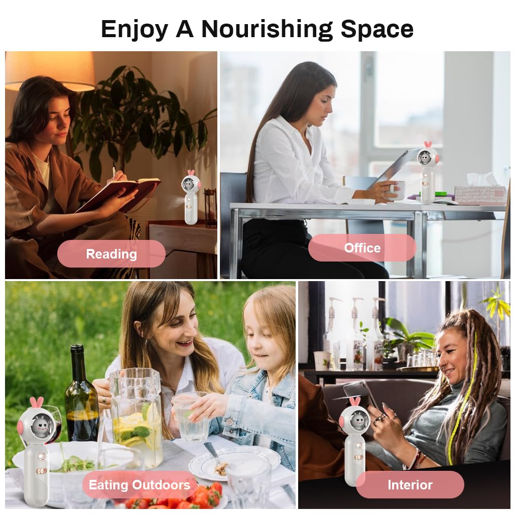 MAYCREATE Face Mist Sprayer Nano Portable Face Steamer Mini Nano Face Mist Face Mister Skin Moisturizing Facial Sprayer - USB Rechargeable, Night Light Design