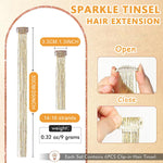 MAYCREATE Hair Tinsel Extensions for Parties with Clip-On Design 18PCS 20.5 Inch Brown | Shiny Strands for Women and Girls