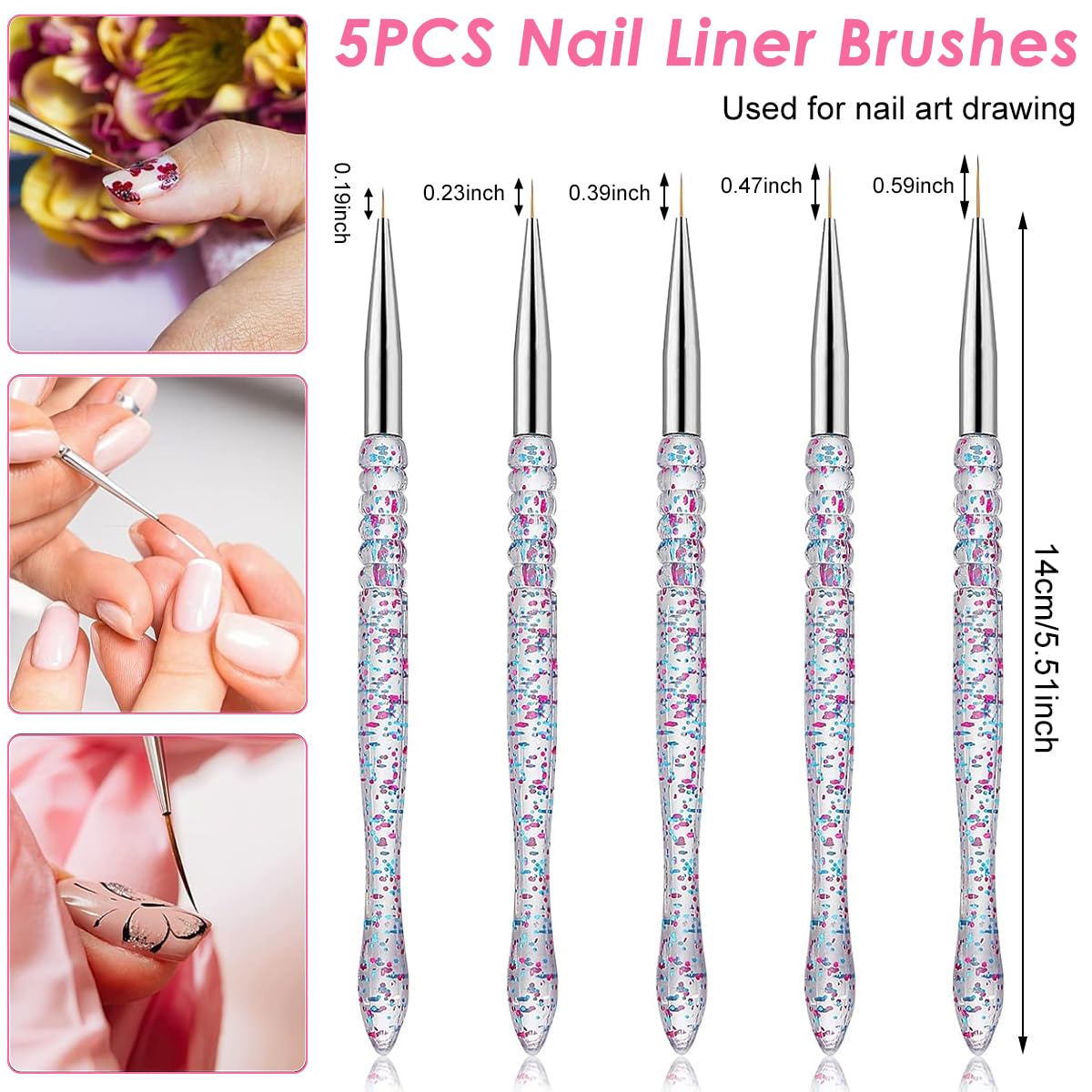 MAYCREATE Nail Art Tools Kit for Nail Design with Dual Head Dotting Tools & Liner Pens Set of 10