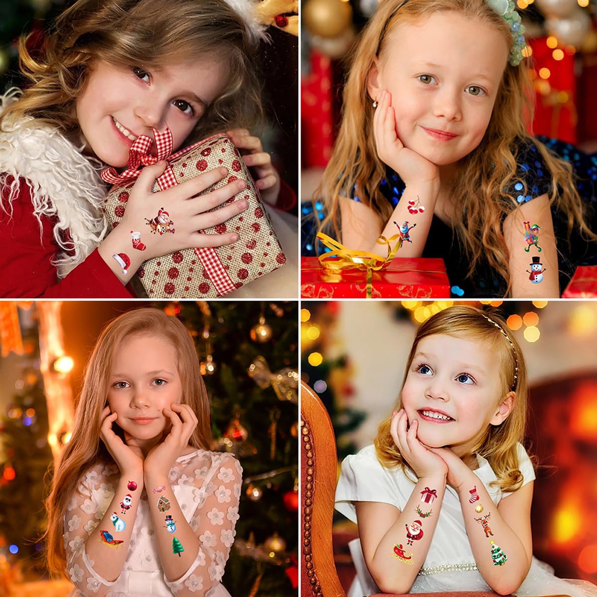 MAYCREATE Christmas Tattoo Sticker for Party Makeup with 10 Sheets Safe Waterproof Design