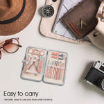 MAYCREATE Stainless Steel Nail Kit for Women Professional Manicure Set Nail Clippers Pedicure Kit - 18 Pieces Grooming kit for Women Portable Travel Kit