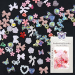 MAYCREATE 3D Flower Nail Charms for Manicure DIY Crafts featuring Acrylic Gems & Pearls | Pink