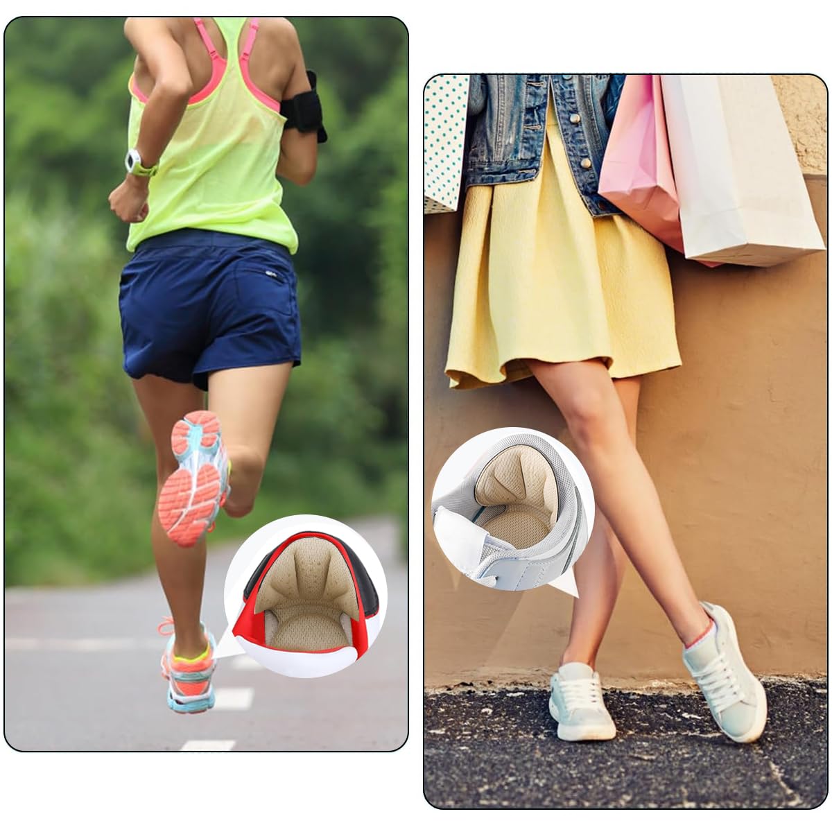 MAYCREATE 2 Pairs Sponge Heel Cushion Back of Heel Cushion Inserts, Heel Protectors Shoe Pads for Shoe Too Big, Soft Mesh Heel Grips Pads for Loose Shoes Heel Insoles for Men Women