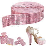 MAYCREATE Self Adhesive Crystal Rhinestone Ribbon for DIY Crafts featuring Pink Resin Bling | Easy Peel Decoration for Weddings and Gifts