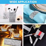MAYCREATE Self Adhesive Rhinestone Strips for DIY Crafts with 4 Rolls 10mm x 1 Yard Silver | Wall Decoration