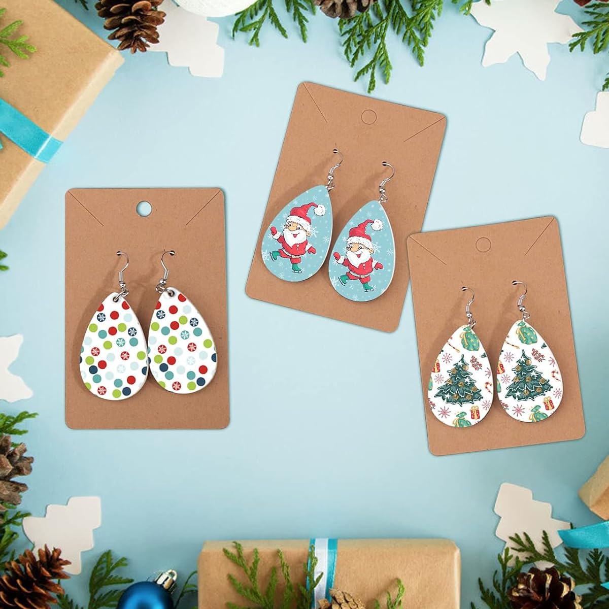 MAYCREATE 50Pcs Sublimation Earring Blanks Bulk, DIY Raindrop Dangle Earrings Making Kit with Earring Hooks, Jump Rings, Ear Plugs, Earring Cards Holder Kit for DIY Crafts