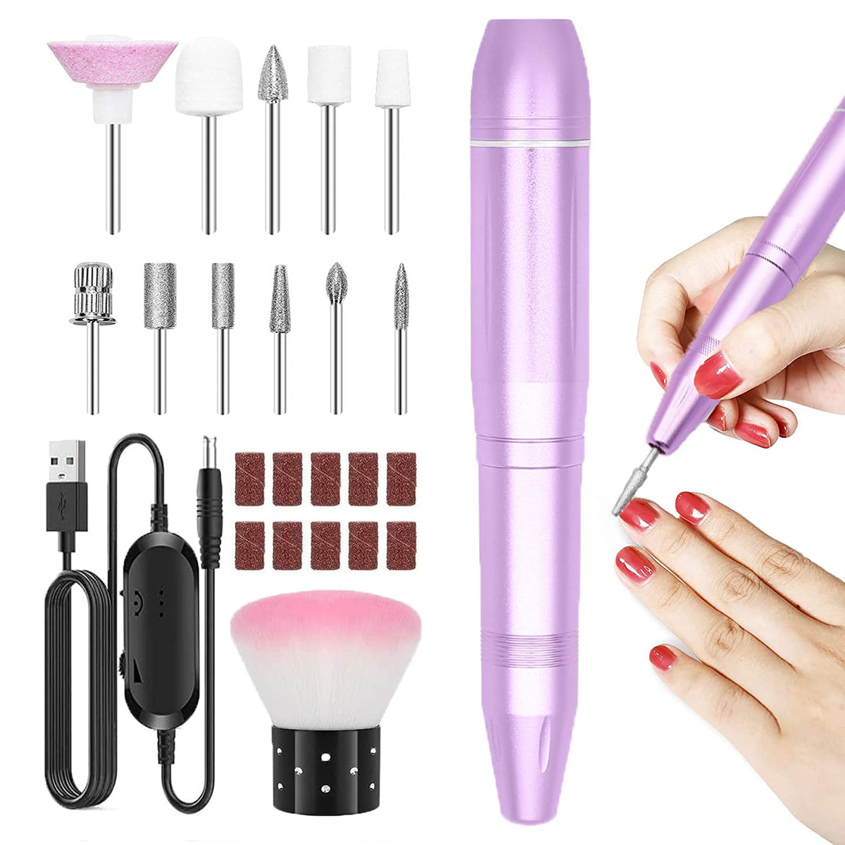 MAYCREATE Nail Drill Machine Professional, 20000rpm Adjustable Electric Nail Filer Machine with 22pcs Accessories, Portable Manicure Pedicure Kit for Women, Nail Salon, Acrylic Gels Callus Removal