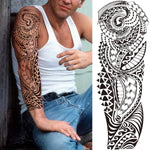 MAYCREATE Temporary Tattoos for Men and Women with 6 Waterproof 48×17 cm Sheets | Lion, Wolf and Skull Designs