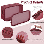 MAYCREATE Zipper Pouches Combo for Travel and Work featuring 8PCS in 4 Sizes Mesh Bags | Burgundy Red Nylon Cosmetic Organizer