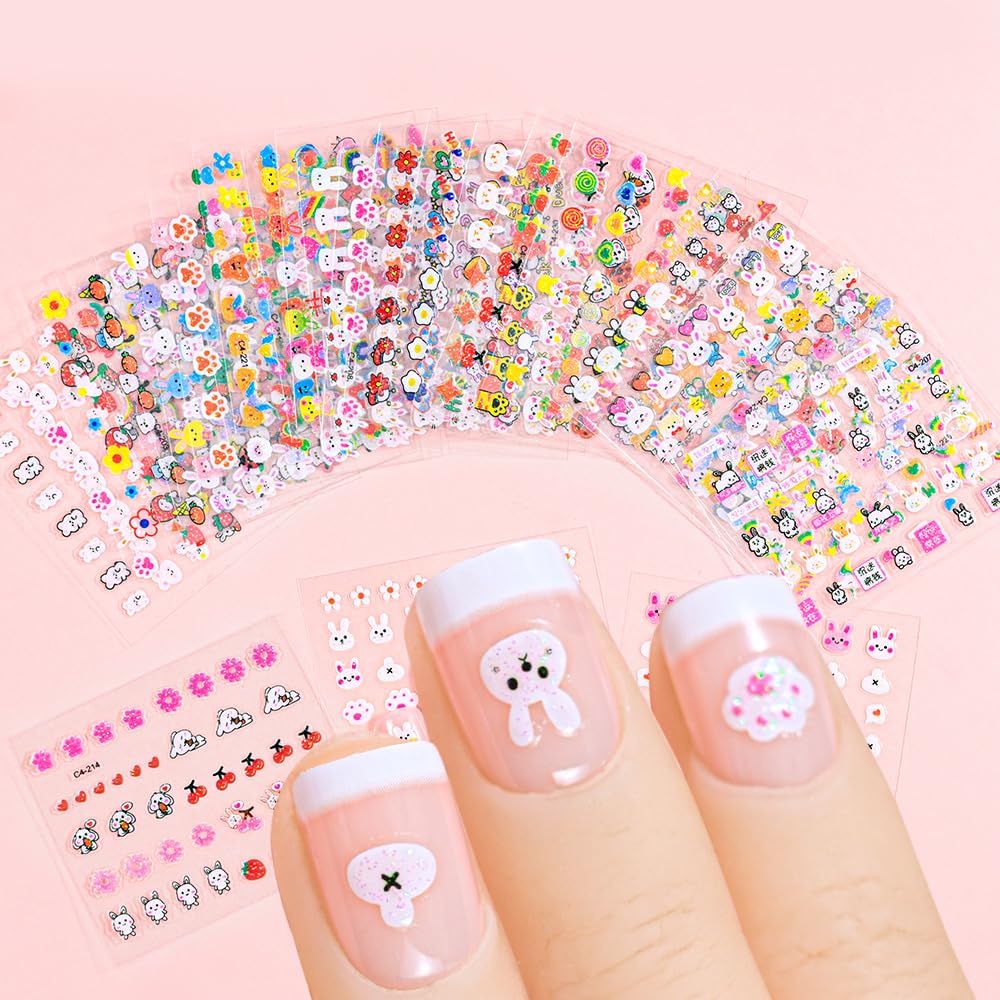 MAYCREATE® 30 Sheet Cartoon Nail Decals Nail Stickers for Kids