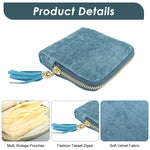 MAYCREATE Jewelry Storage Pouch for Rings Earrings and Necklaces 13x11.5cm with Tassel Zipper | Soft Blue Organizer for Travel