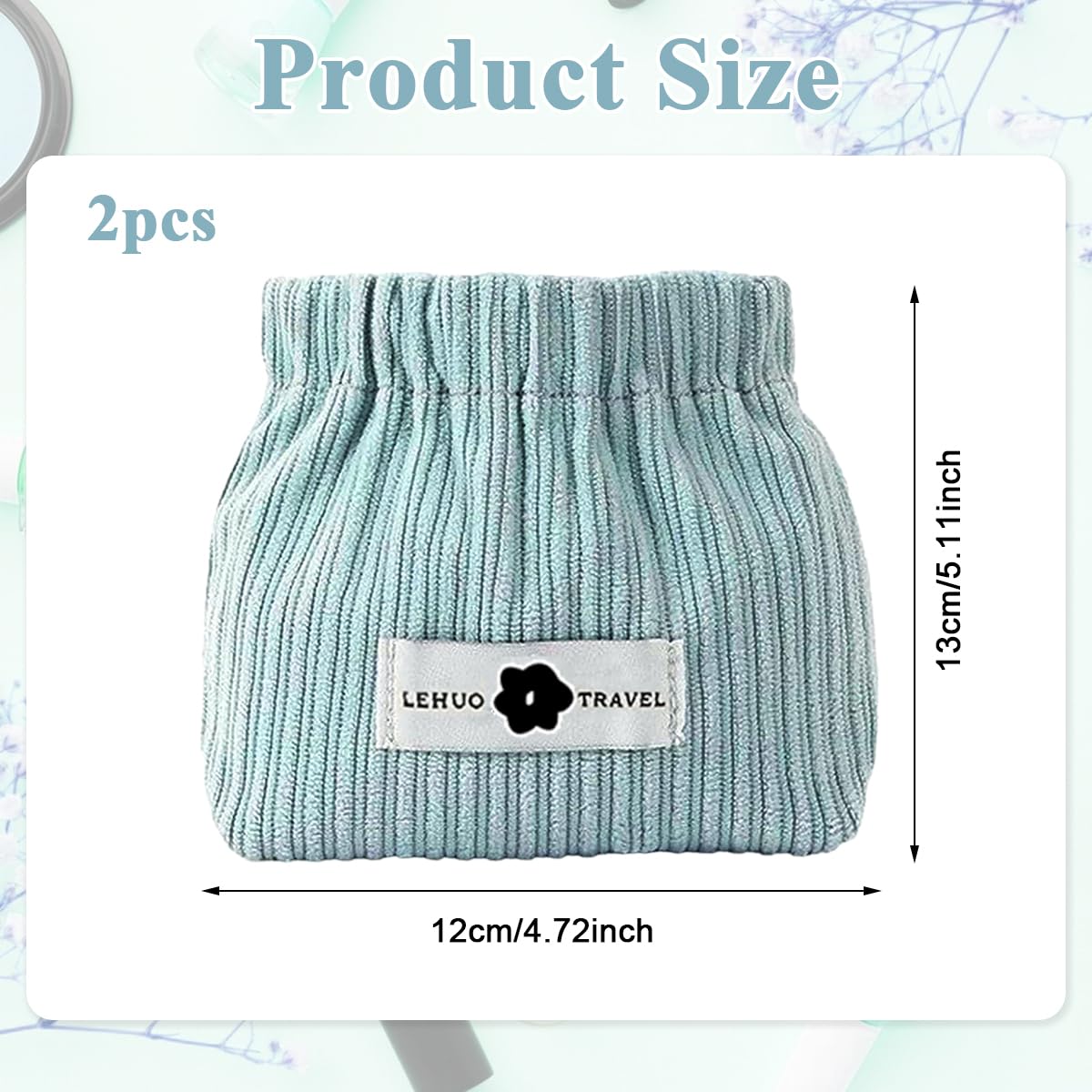 MAYCREATE Small Makeup Pouch Set for Travel with Spring Opening 6pcs Corduroy Bags | Organizer for Women