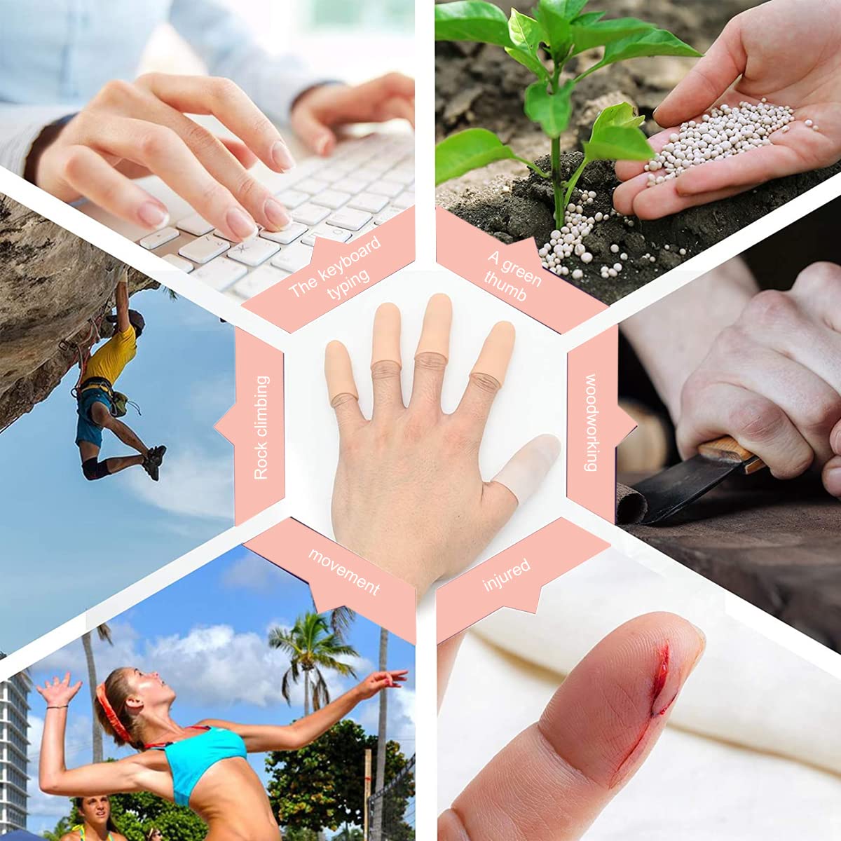 MAYCREATE 10pcs finger protection, Gel Finger Support Protector Gloves, Gel Finger Cots/Covers for Trigger Finger Hand Eczema Finger Cracking Finger Arthritis, Apricot,one size