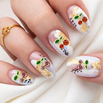 MAYCREATE 3D Cherry Nail Charms for Nail Art with Flat Back Design and 50Pcs Pink Red Gems