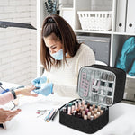 MAYCREATE Travel Nail Polish Organizer Bag for 30 Bottles with Double Layer Design | PU Makeup Storage Case