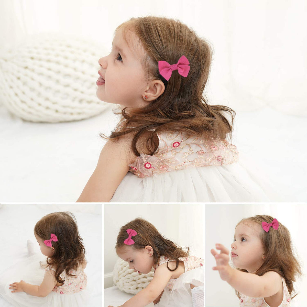 MAYCREATE 20 Hair Clips Mini Hair Bow Grosgrain Ribbon Hair Bows with Alligator Clips for Baby Girls Toddlers Kids, 20 colors(2.4 Inch)