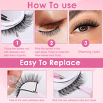 MAYCREATE Self Adhesive False Eyelashes for Daily Wear featuring Pre Glued Strip and Clear Band | 5 Pair Fiber Lashes for Beginners