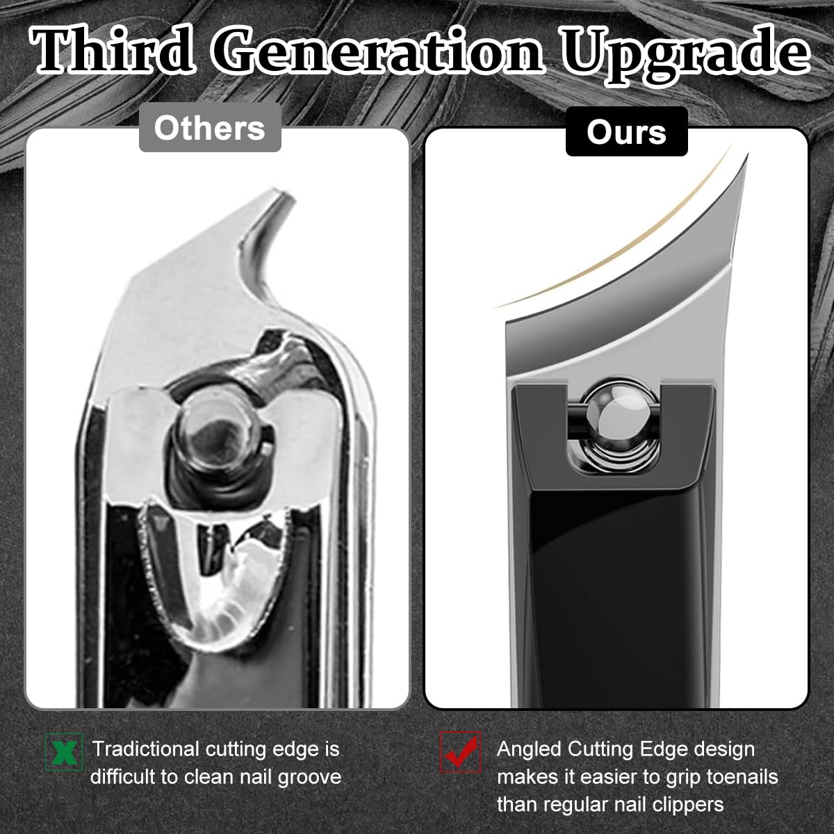 MAYCREATE 2pcs Slanted Nail Clipper Heavy Duty Stainless Steel Nail Clipper Portable Angled Nail Clipper for Fingernails Toenails No Splash Nail Clipper for Thick Toenails and Ingrown Nails