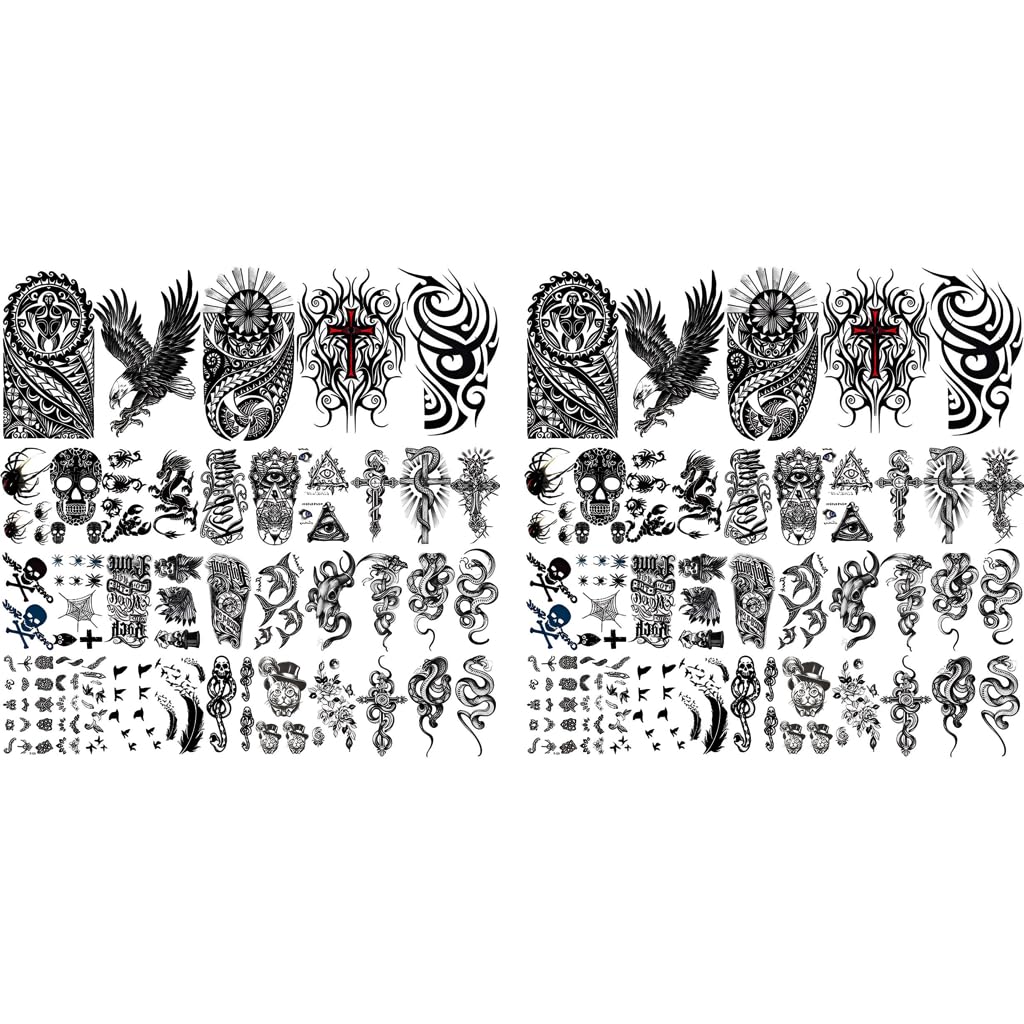 MAYCREATE Temporary Tattoo Stickers for Men with Waterproof Beast Designs 35 Sheets | DIY Body Art