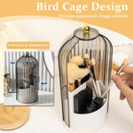 MAYCREATE Makeup Brush Holder for Vanity with 360° Rotatable 3 Grid Design | Grey Plastic Organizer 12.2×27 cm