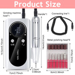 MAYCREATE Cordless Nail File for Acrylic and Gel Nails with 45000RPM Power and LCD Display