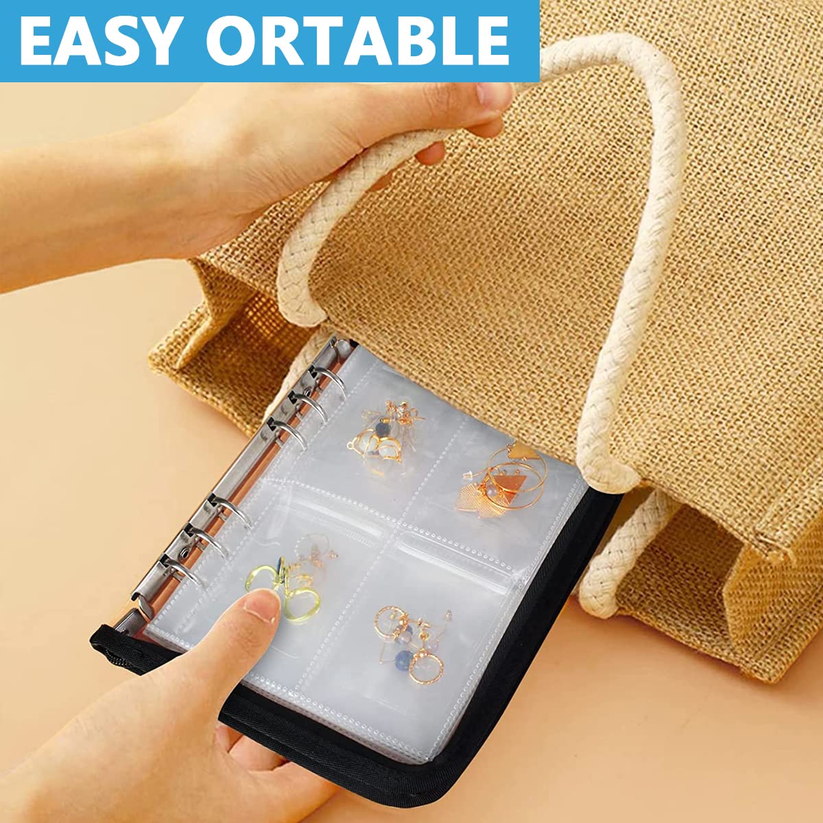 MAYCREATE Transparent Jewelry Storage Book, Anti Oxidation Jewelry Storage Organizer Bag with 60 Pockets for Bracelets Necklace Rings, Black