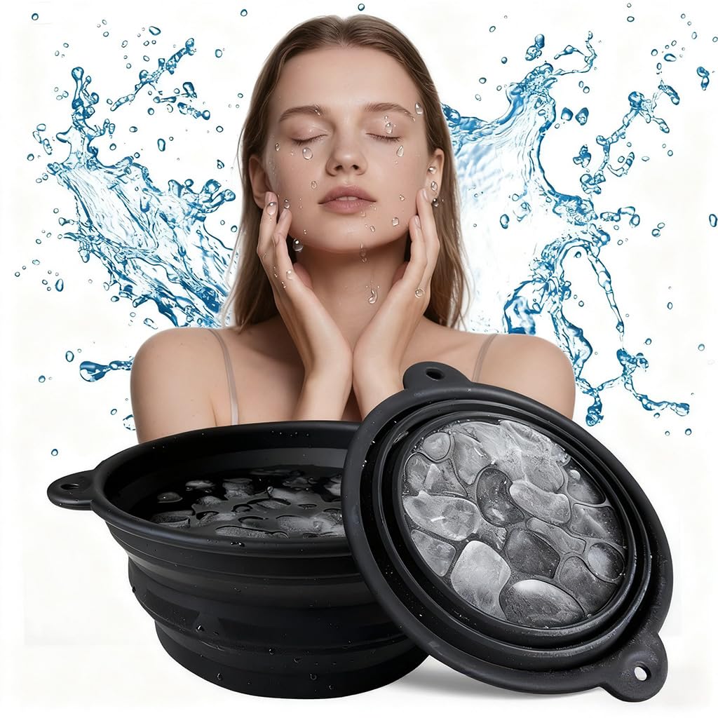 MAYCREATE Silicone Face Washing Basin 10.8 in for Travel and Home Use featuring Collapsible Design | Ideal for Ice Therapy and Skincare Routine