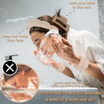 MAYCREATE® Face Wash Hair Bands for Women Spa Headband Wristband Set with Hair Clips Makeup Skincare Head Band Wrist Bands Washing Face Teen Girl Gifts 2 PCS