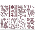MAYCREATE Henna Temporary Tattoo Stickers for Women featuring 8 Sheets Waterproof Brown Designs | Safe Non Toxic Body Art for Festivals and Parties