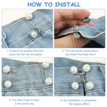 MAYCREATE 4Pcs Adjustable Waist Buckle for Loose Jeans Pants,Pearl Detachable Instant Jeans Button Pins Waist Tightener Set,Make the Waist Fit for Skirt Pants Robe,No Sewing Required