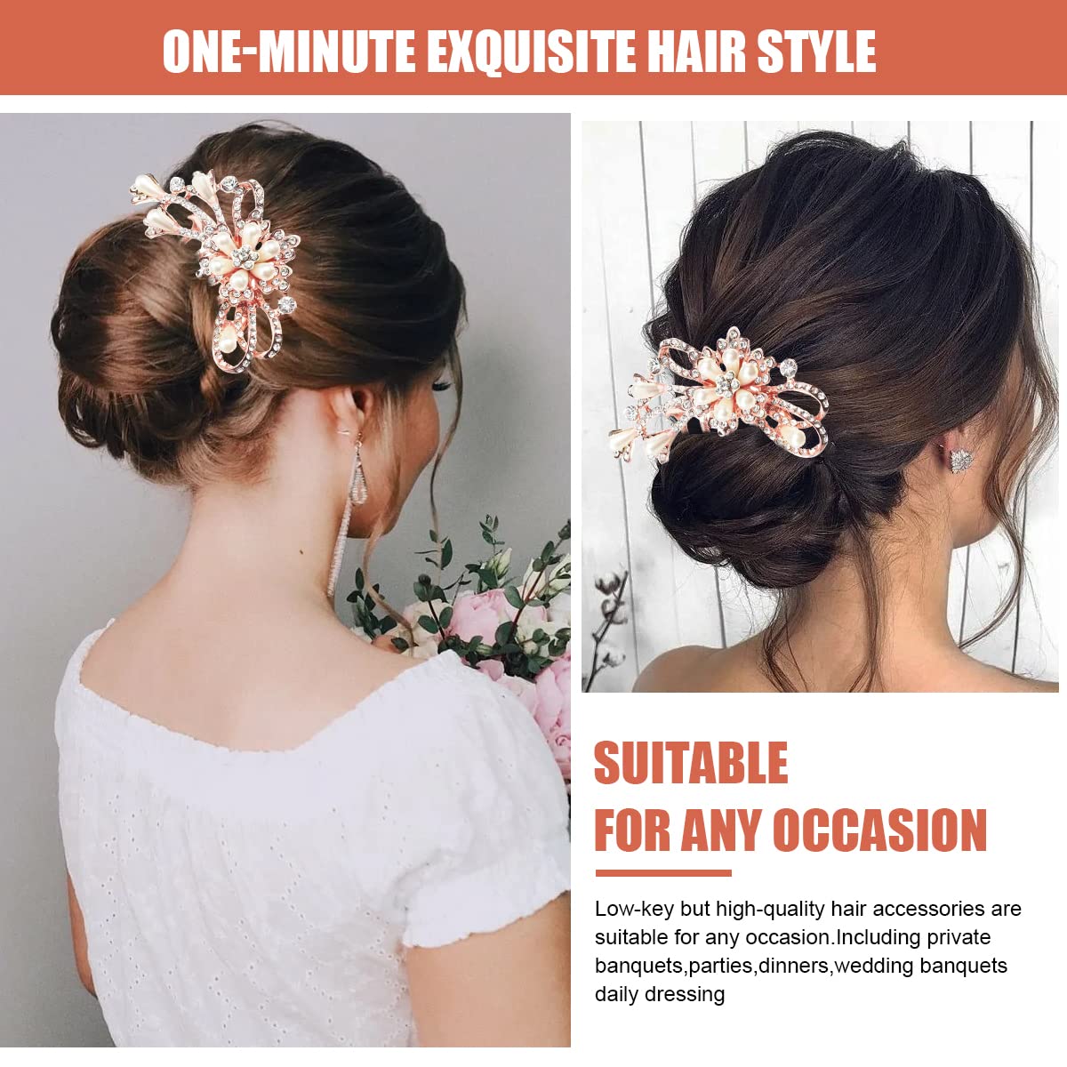 MAYCREATE Comb Hair Pins Faux Pearl Hair Clip for Women Fancy Crystal Bridal Hair Bun Accessories For Women Girls Side Hairpins Comb Clips For Hair Gift Multi