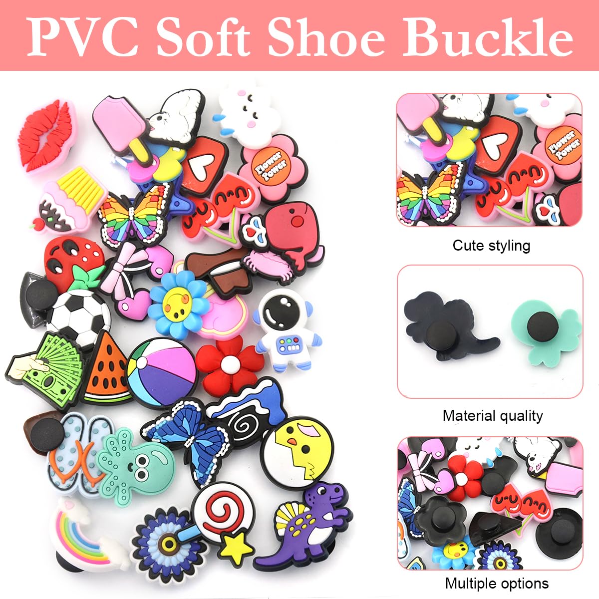 MAYCREATE Shoe Charms for Sandals featuring 70PCS Cartoon Designs | Fun Clog Accessories