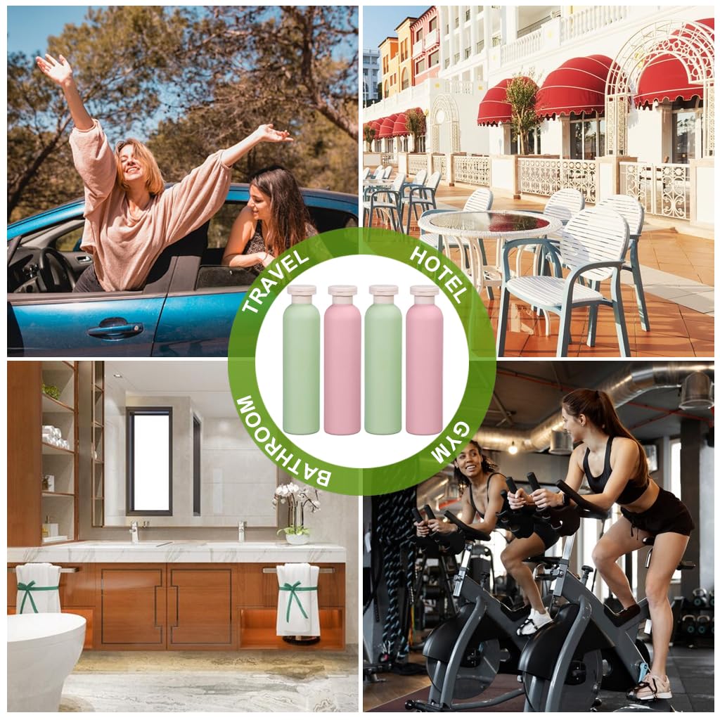 MAYCREATE Travel Bottle Kit for Toiletries with Leakproof Flip Lid and 260 ml PE Bottles | Refillable Set for Lotion and Shampoo