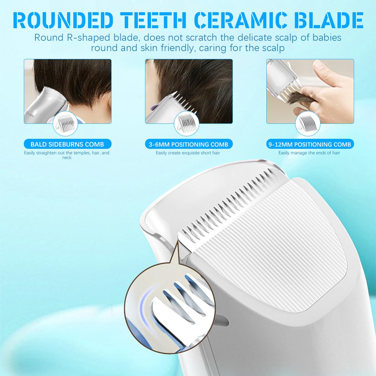 MAYCREATE Baby Hair Trimmer with Auto Hair Suction and Waterproof Design | USB Rechargeable Clippers for Kids