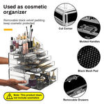 MAYCREATE Dressing Table Organizer Desk Organizer Set of 3Pcs Stackable Makeup Organizer Stylish Transparent Acrylic Desk Organizer for Makeups Tools, Lipsticks, Scrapbooking, Stationeries