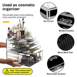 MAYCREATE Makeup Organizer for Dressing Table with 3 Stackable Units and Transparent Acrylic Drawers