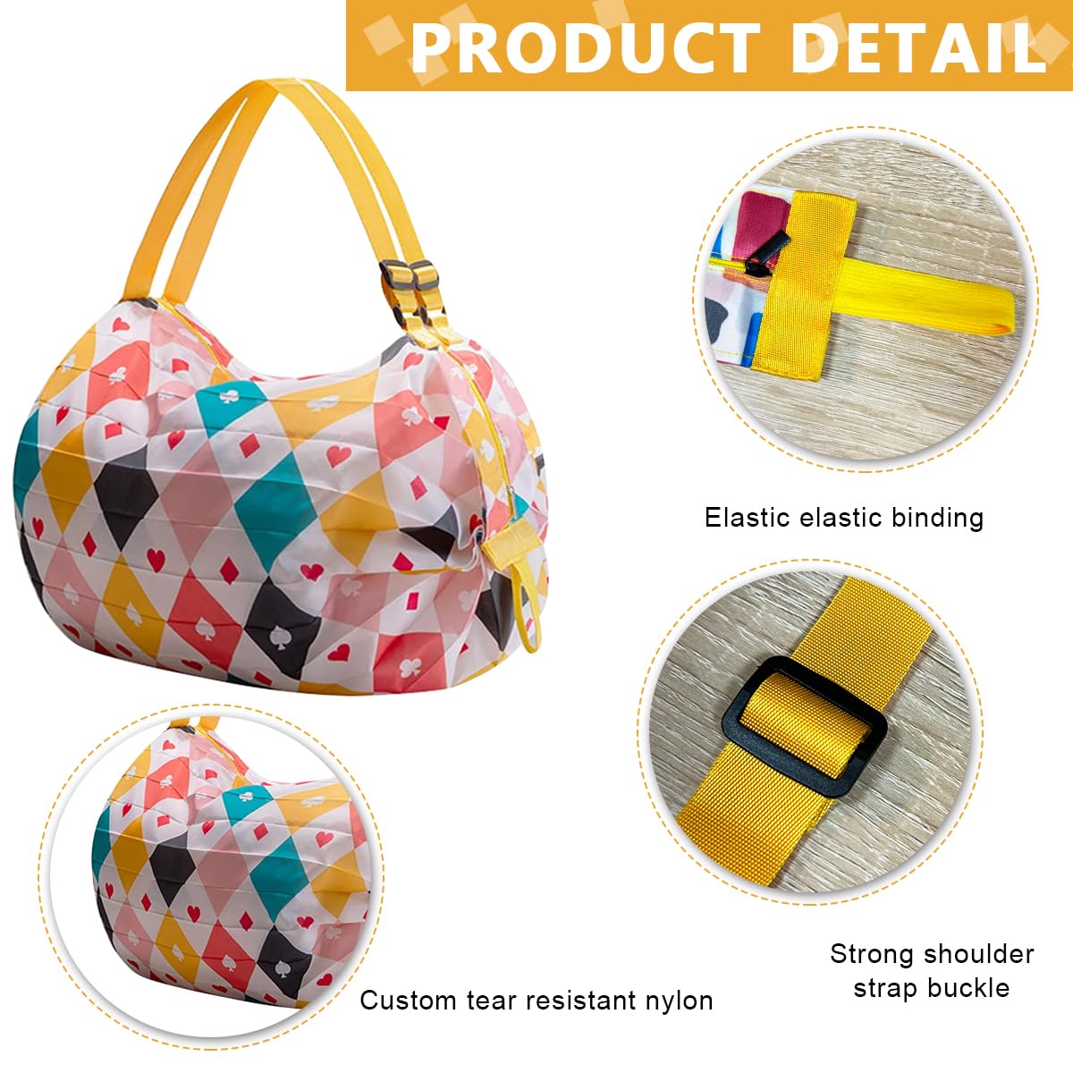 MAYCREATE 2pcs Shopping Bag for Grocery, Folding Supermarket Shopping Bag with Zipper, Reusable Grocery Bags with Handles Washable Shopping Bags Waterproof Shopping Tote Bag, Style B