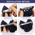 MAYCREATE Bow Hair Bun Net Large Bownot Barrettes with Hair Snood Net for Women, Spring Hair Clip Bun Cover Hairnet for Dancer, Daily Work, etc (blue)