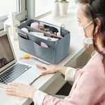 MAYCREATE Women Felt Purse Organizer Insert for Handbag, Felt Bag organizer with zipper for Handbag Tote Bag Storage Purse Divider, Grey