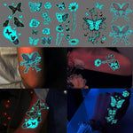 MAYCREATE Temporary Tattoos for Parties with Glow in the Dark Design | 20 Sheets Waterproof Stickers